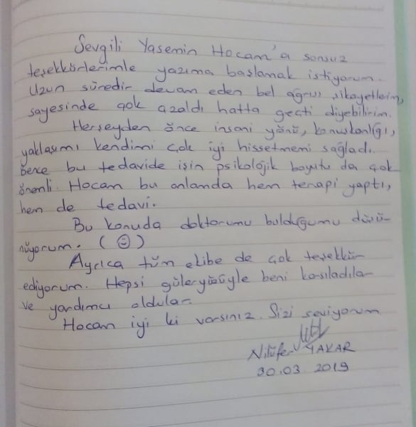 Bel ağrısı şikayetlerim sayesinde çok azaldı hatta geçti